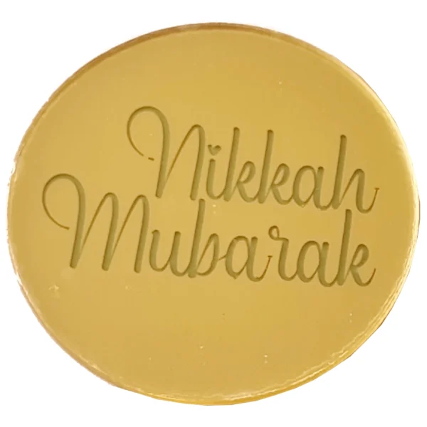 Nikkah Mubarak 5cm Mirror Gold Acrylic Cupcake Toppers