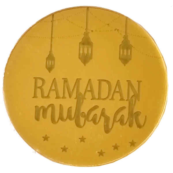 Ramadan Mubarak Lights 5cm Mirror Gold Acrylic Cupcake Toppers
