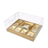 Luxury Clear Bento and 8 Hold Cupcake Box Gold Insert - 14cm Deep