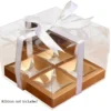 **NEW** 4 Hold Clear Gold Square Insert Cupcake Box - 14cm Deep